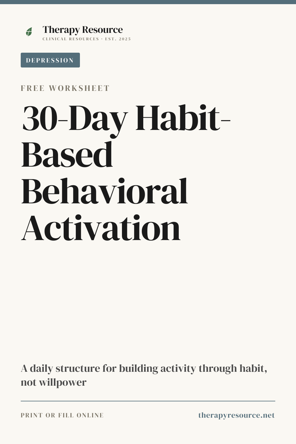 30-Day Habit-Based Behavioral Activation worksheet preview