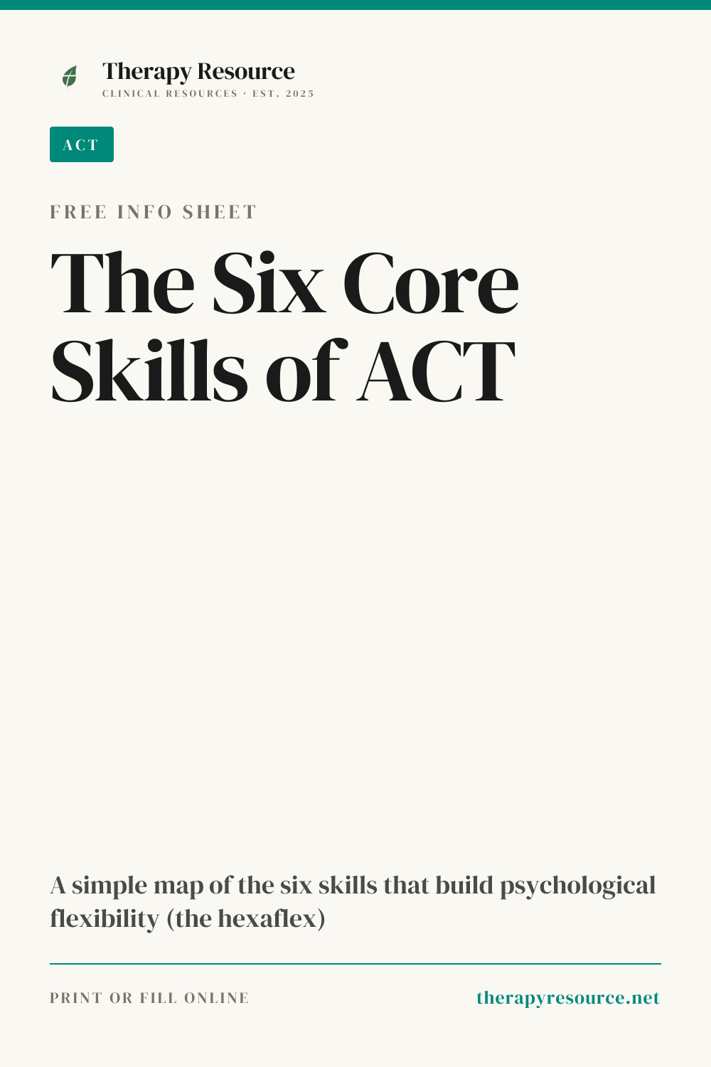The Six Core Skills of ACT worksheet preview