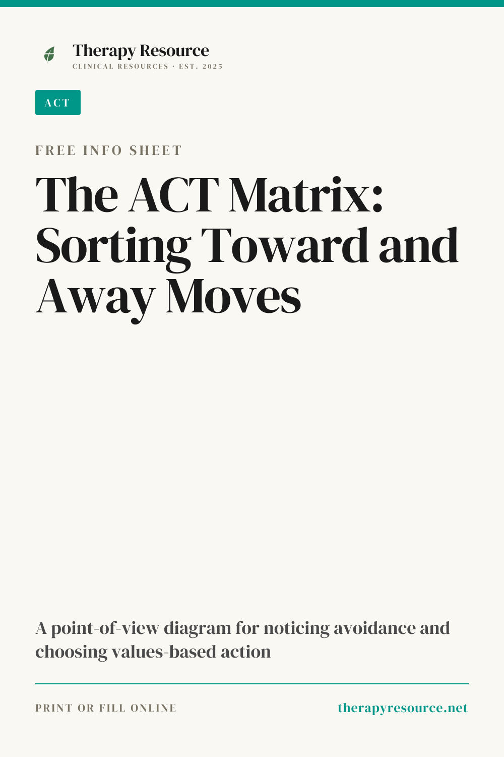 The ACT Matrix: Sorting Toward and Away Moves worksheet preview