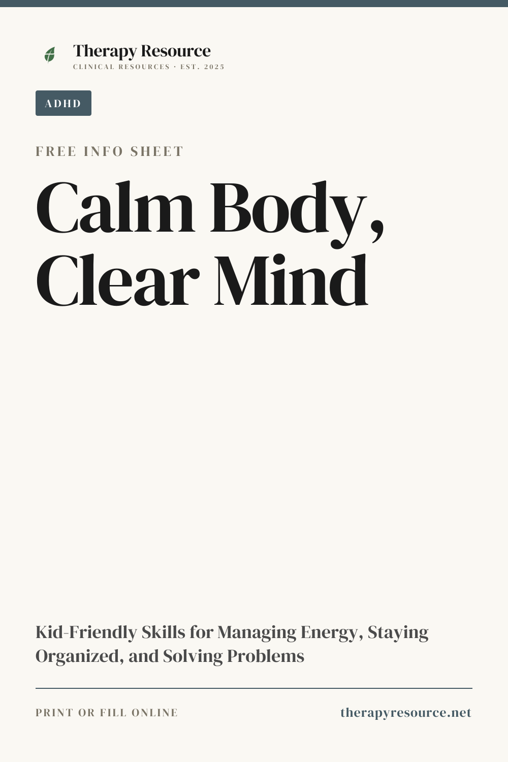 Calm Body, Clear Mind worksheet preview