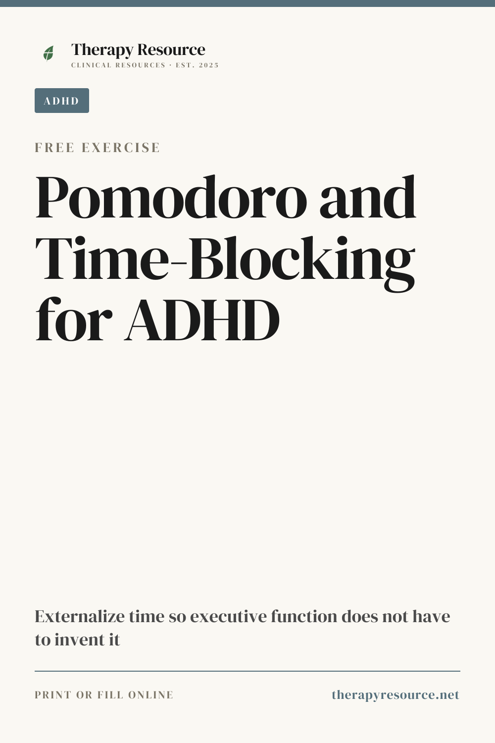 Pomodoro and Time-Blocking for ADHD worksheet preview