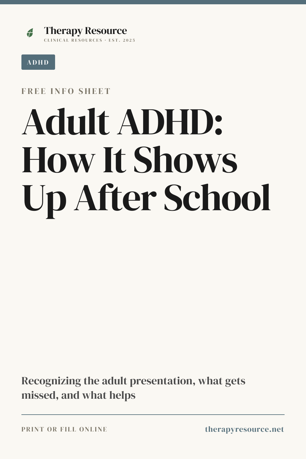 Adult ADHD: How It Shows Up After School worksheet preview