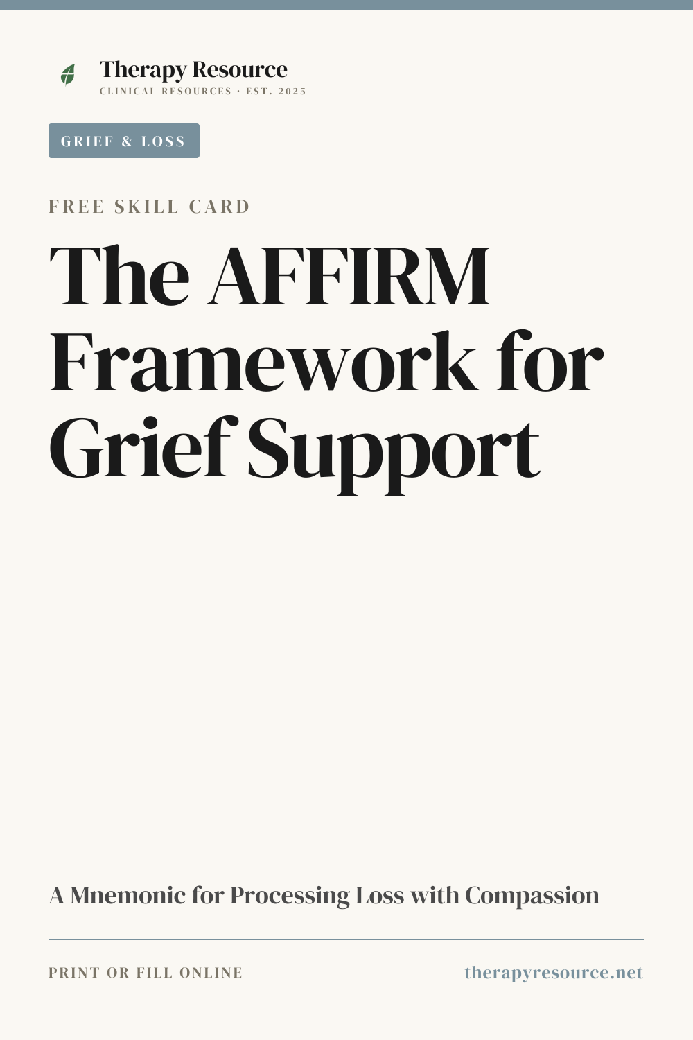 The AFFIRM Framework for Grief Support worksheet preview