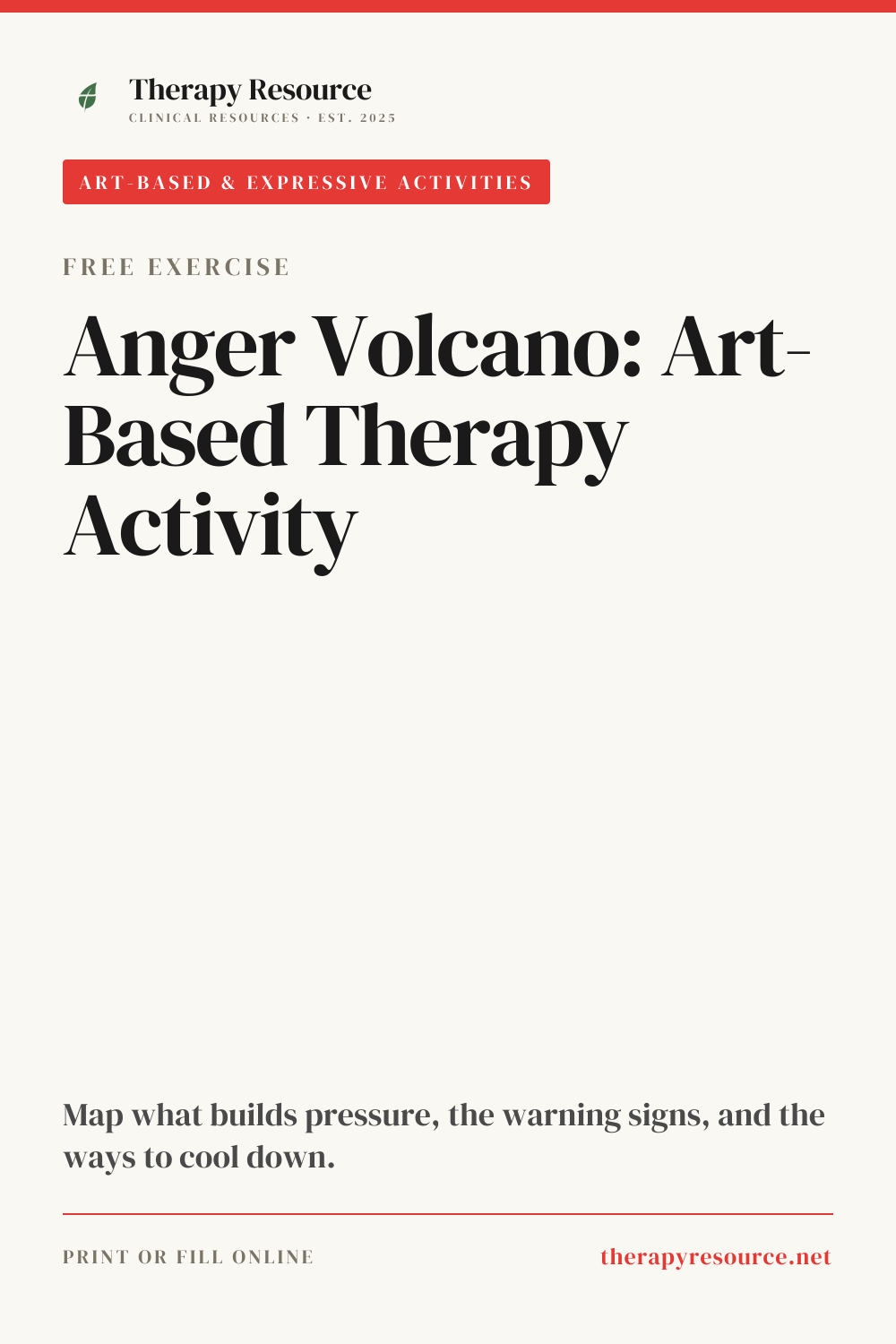 Anger Volcano: Art-Based Therapy Activity worksheet preview