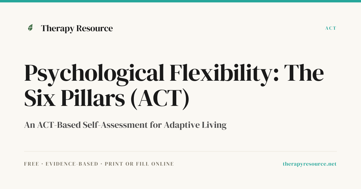 Psychological Flexibility: The Six Pillars (ACT) — Free ACT Worksheet ...
