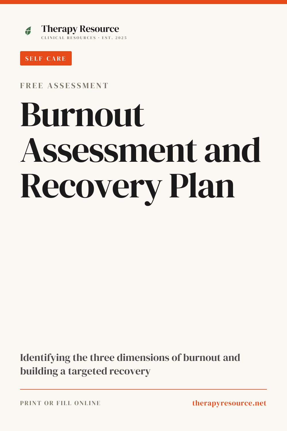 Burnout Assessment and Recovery Plan worksheet preview