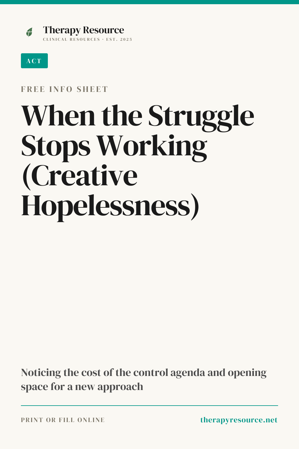 When the Struggle Stops Working (Creative Hopelessness) worksheet preview