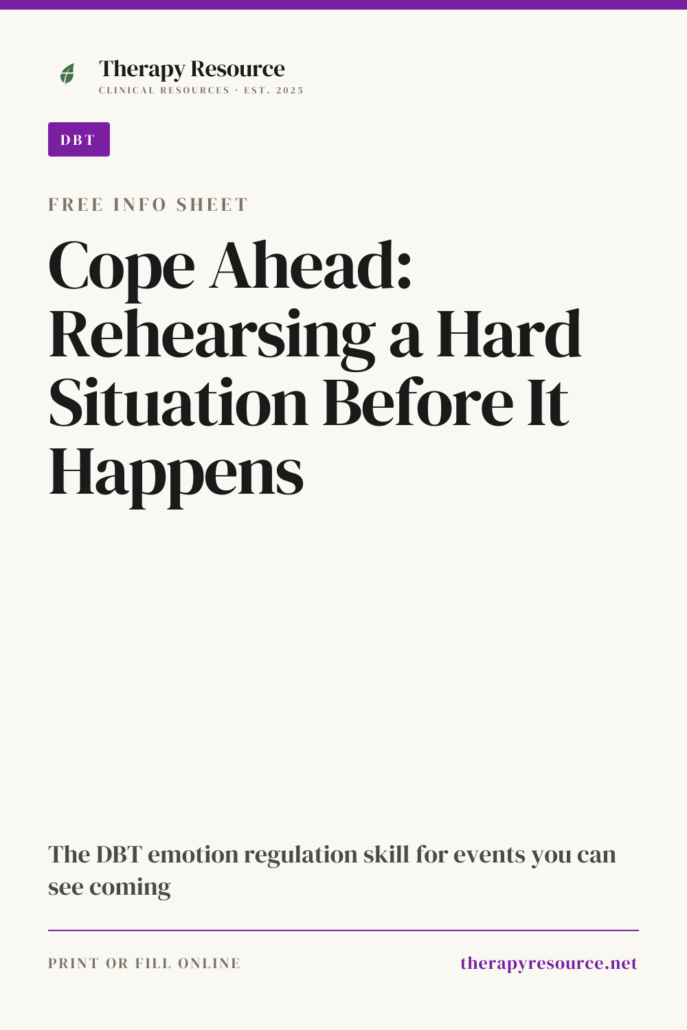 Cope Ahead: Rehearsing a Hard Situation Before It Happens worksheet preview
