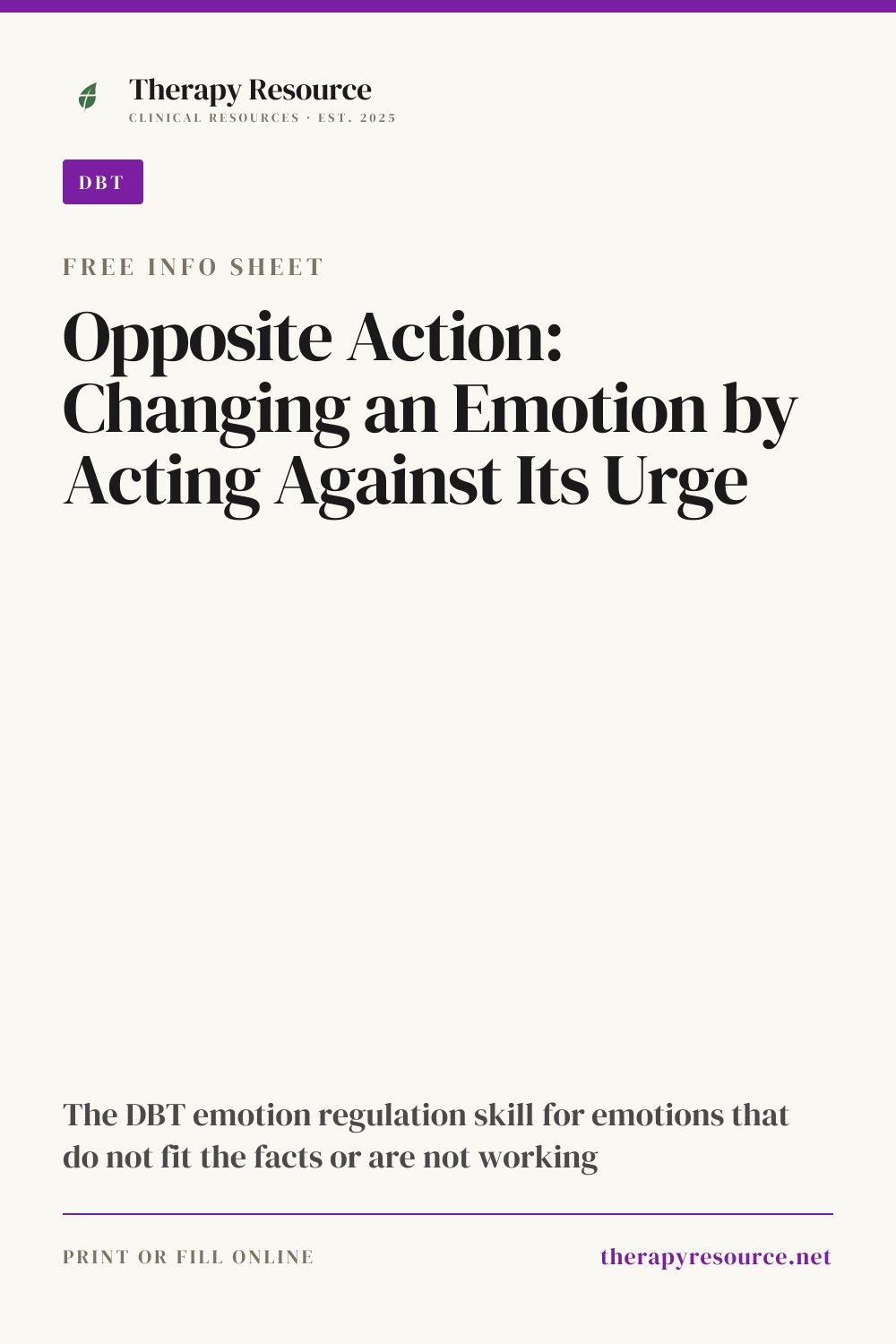 Opposite Action: Changing an Emotion by Acting Against Its Urge worksheet preview
