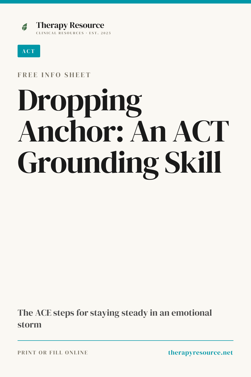 Dropping Anchor: An ACT Grounding Skill worksheet preview