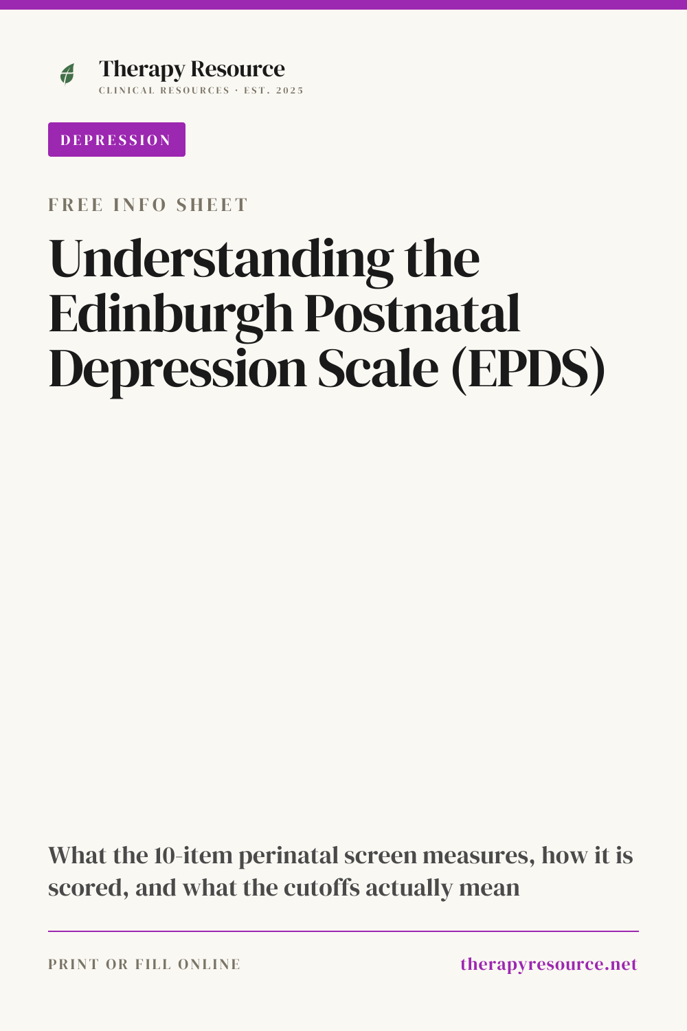 Understanding the Edinburgh Postnatal Depression Scale (EPDS) worksheet preview