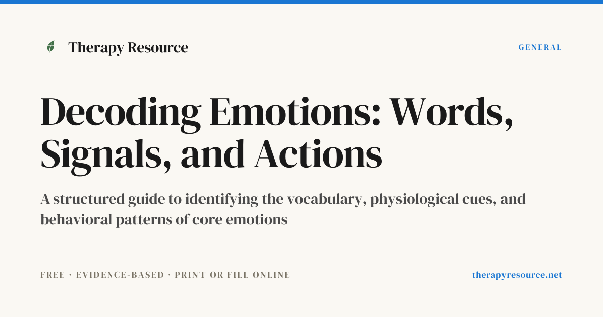 Decoding Emotions: Words, Signals, and Actions — Free General Worksheet ...