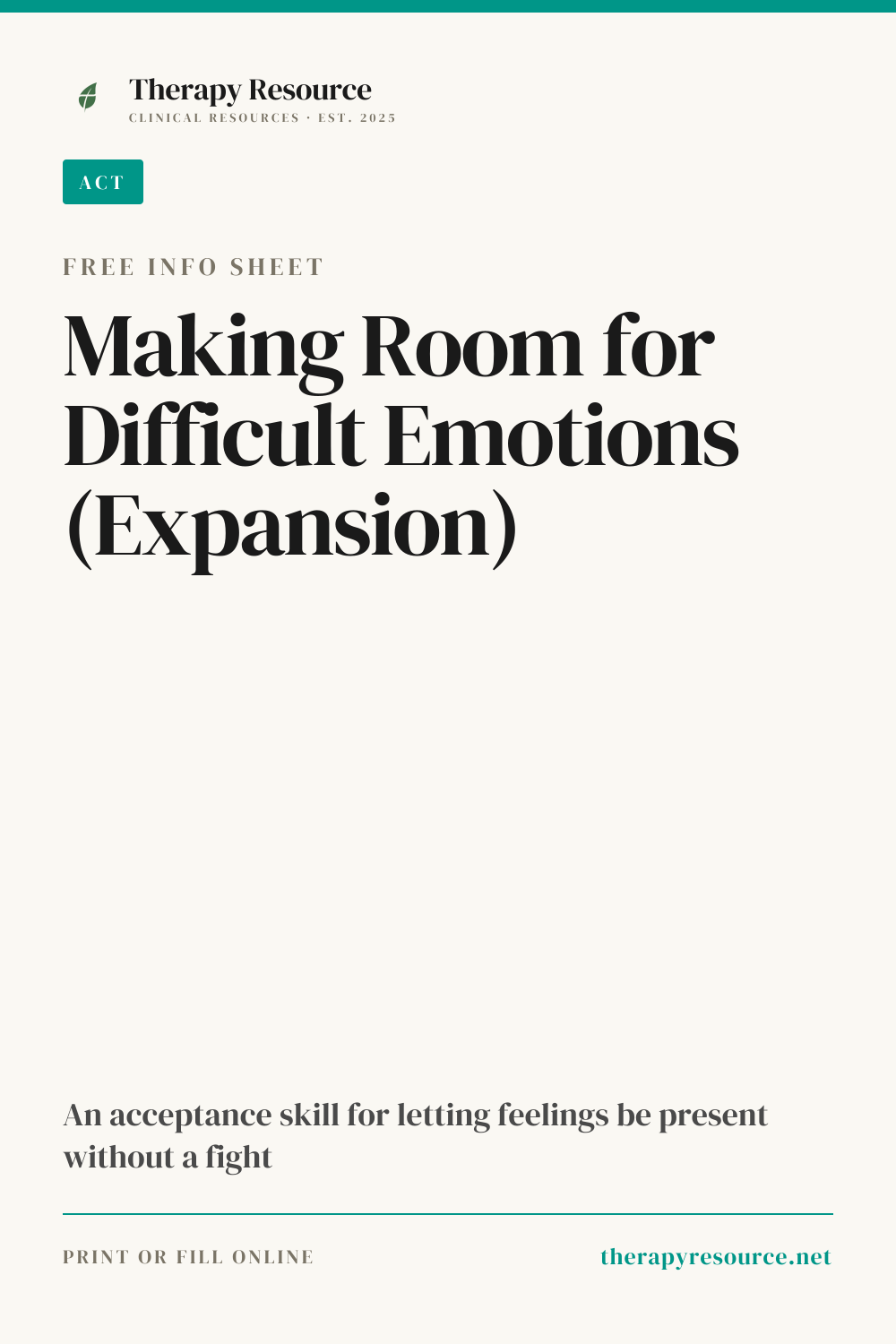 Making Room for Difficult Emotions (Expansion) worksheet preview