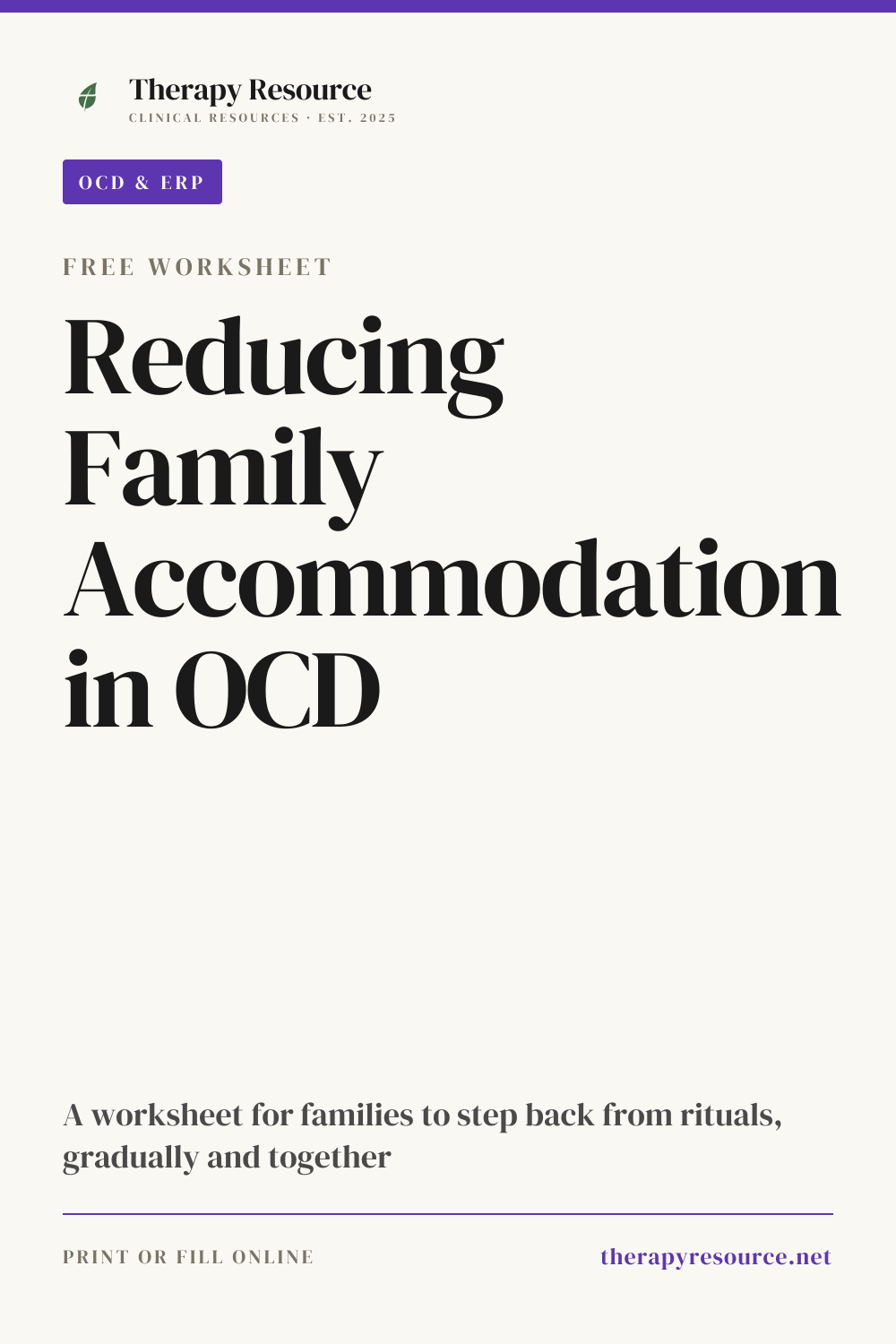 Reducing Family Accommodation in OCD worksheet preview