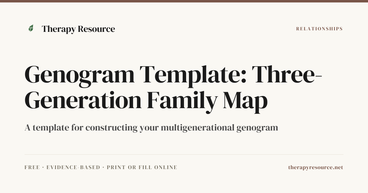 Genogram Template: Three-Generation Family Map — Free Relationships ...