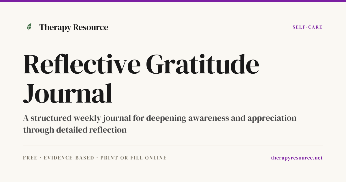 Reflective Gratitude Journal — Free DBT Worksheet | Therapy Resource