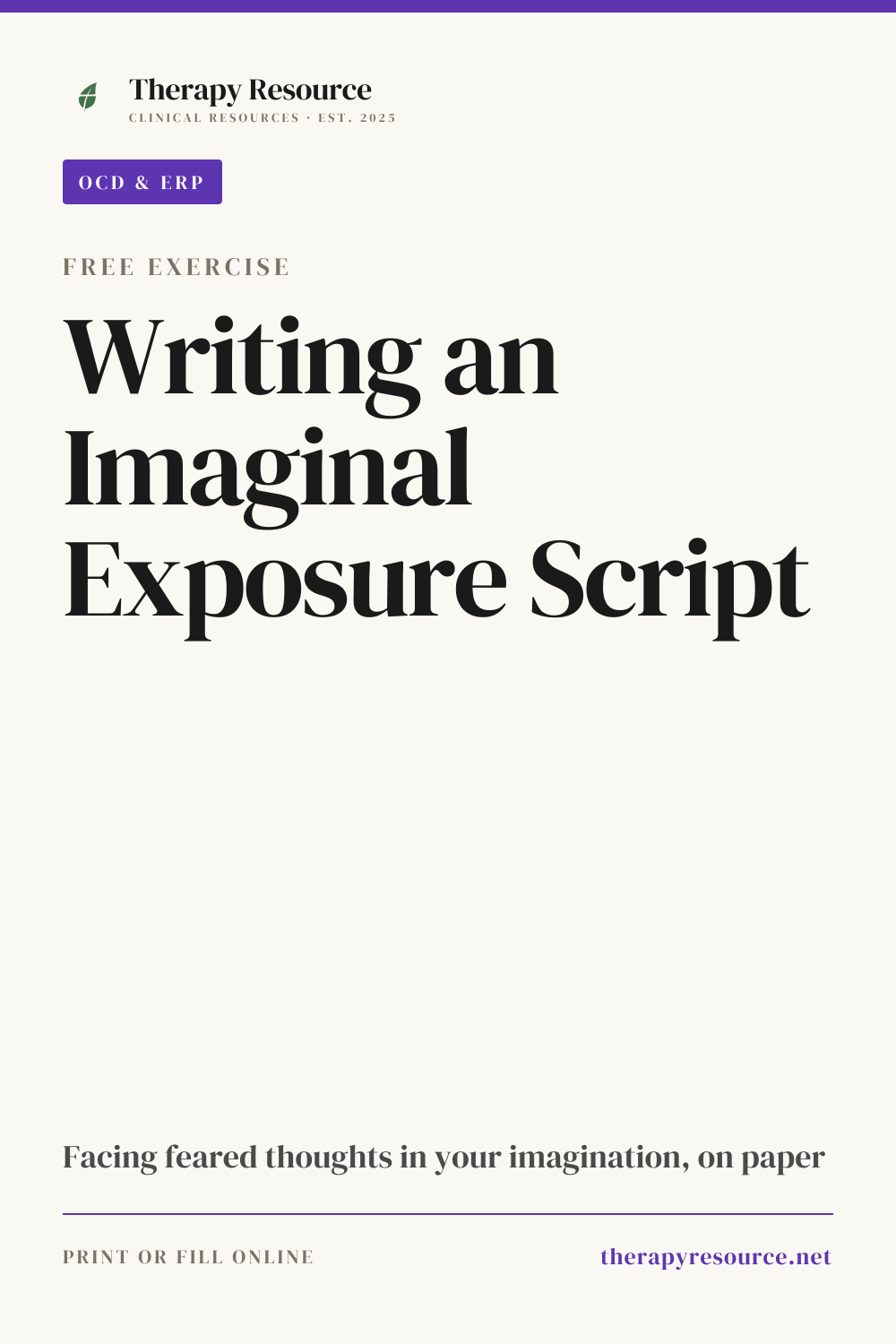 Writing an Imaginal Exposure Script worksheet preview