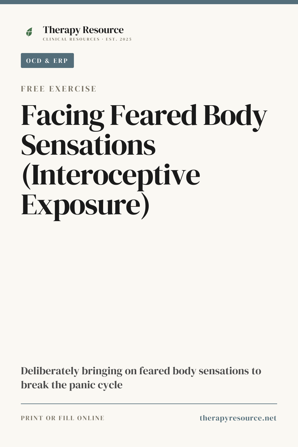 Facing Feared Body Sensations (Interoceptive Exposure) worksheet preview