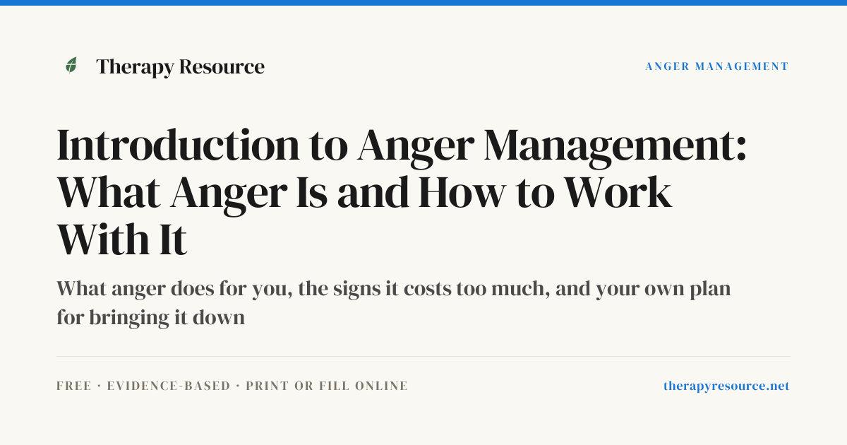 Mapping Your Anger Pattern — Free Anger Management Worksheet | Therapy ...