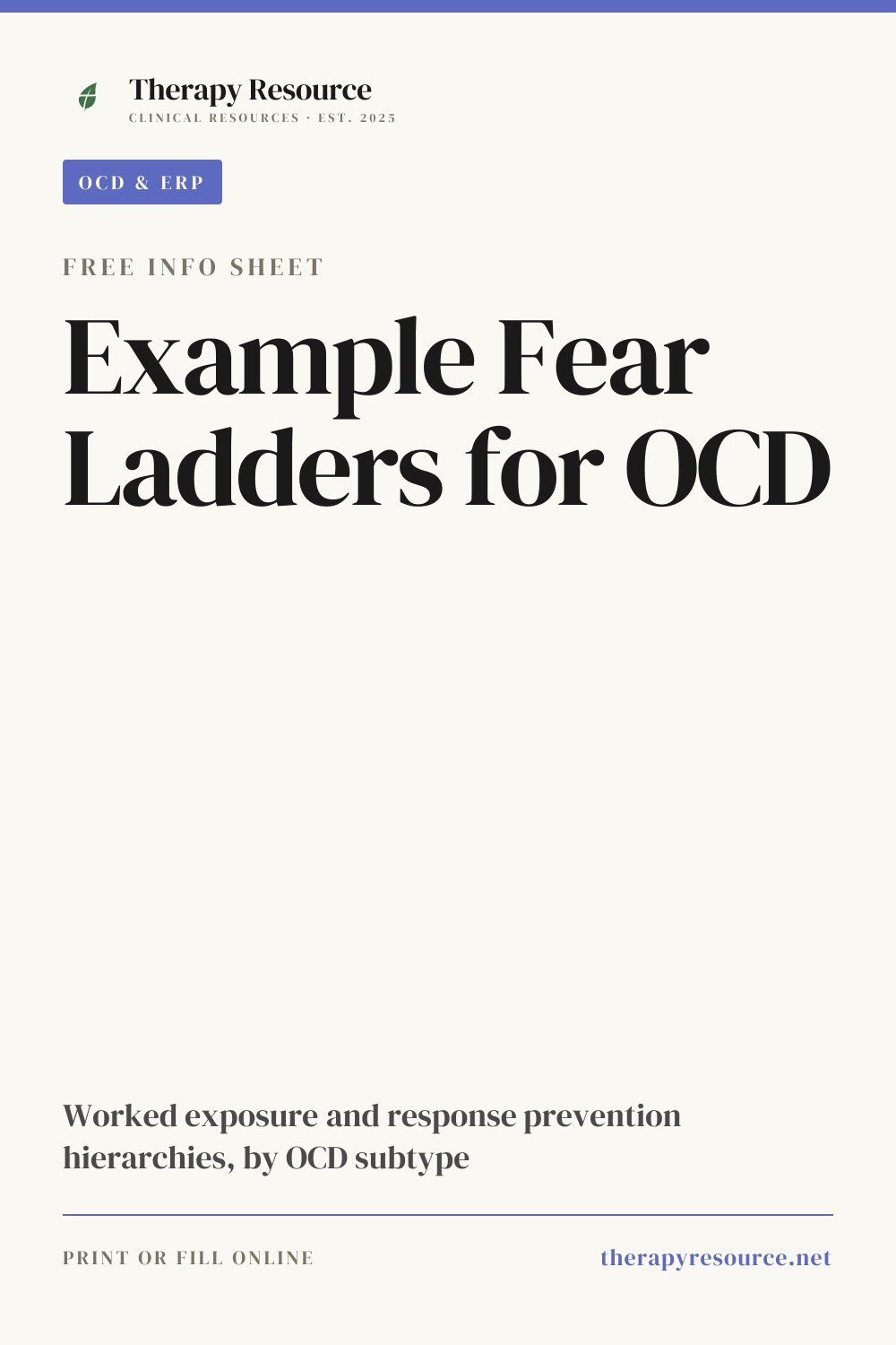 Example Fear Ladders for OCD worksheet preview