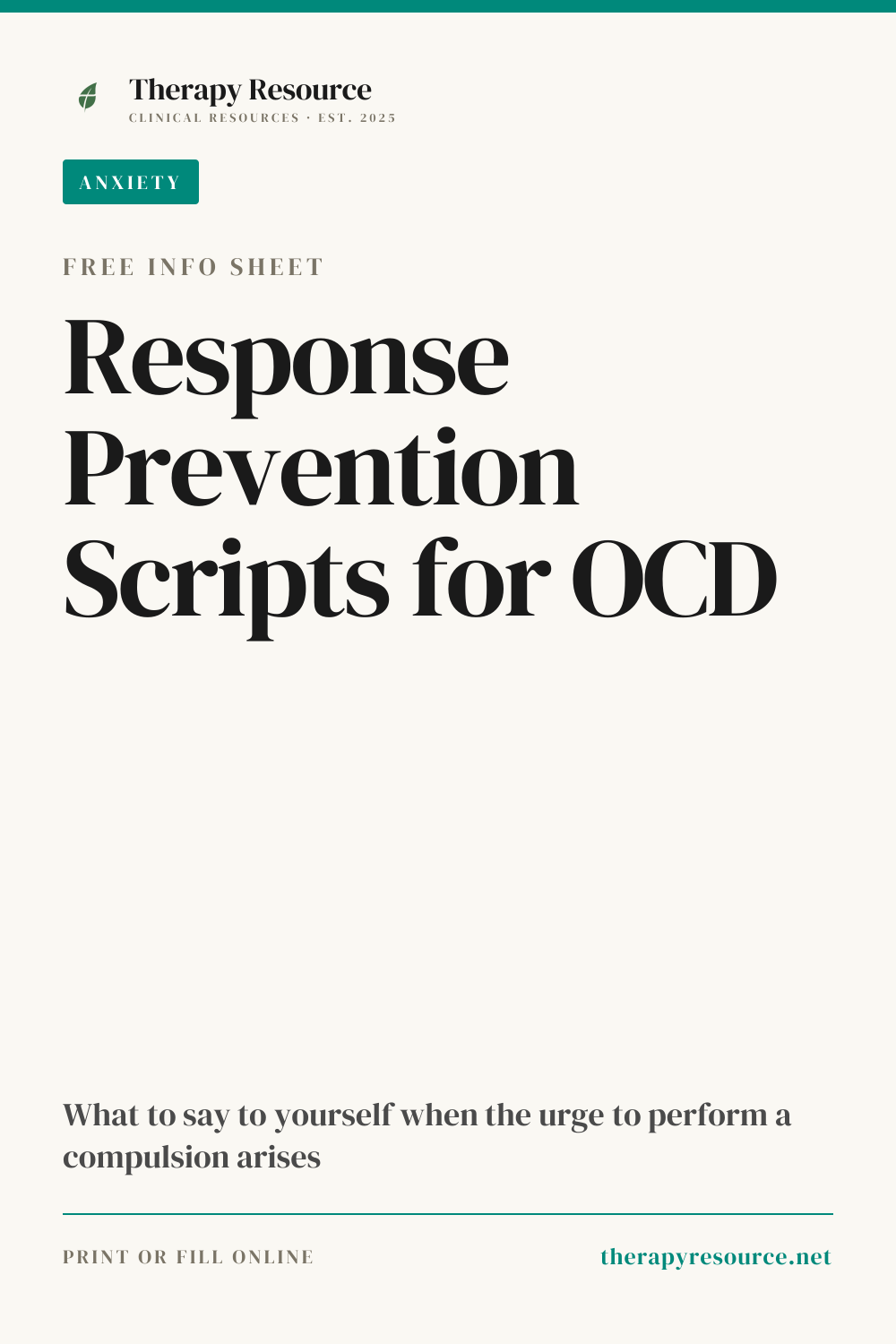 Response Prevention Scripts for OCD worksheet preview