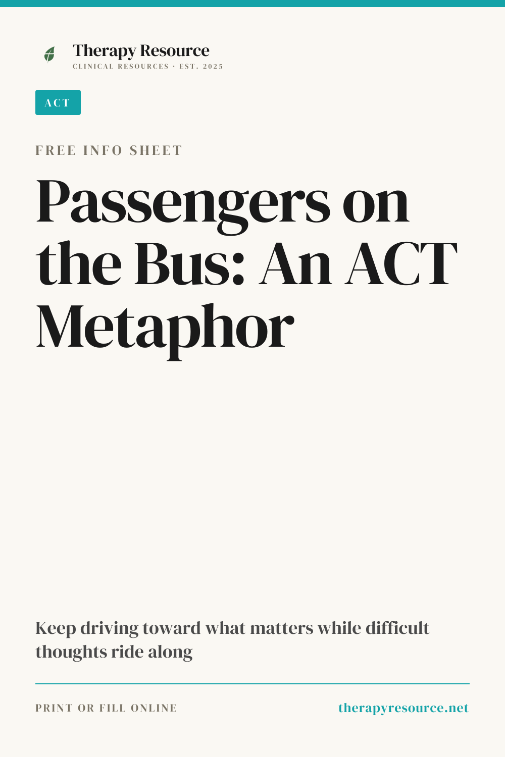 Passengers on the Bus: An ACT Metaphor worksheet preview
