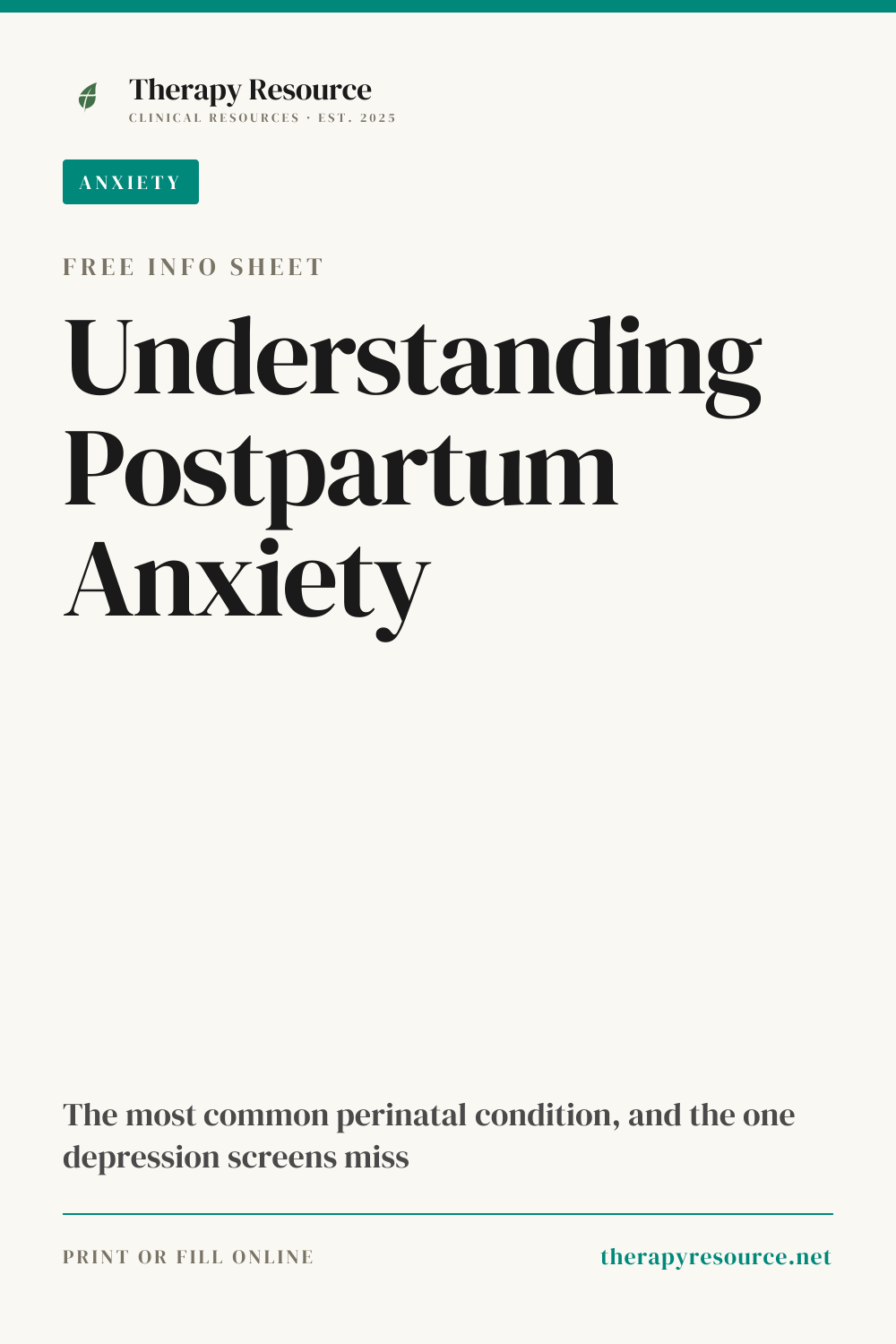 Understanding Postpartum Anxiety worksheet preview