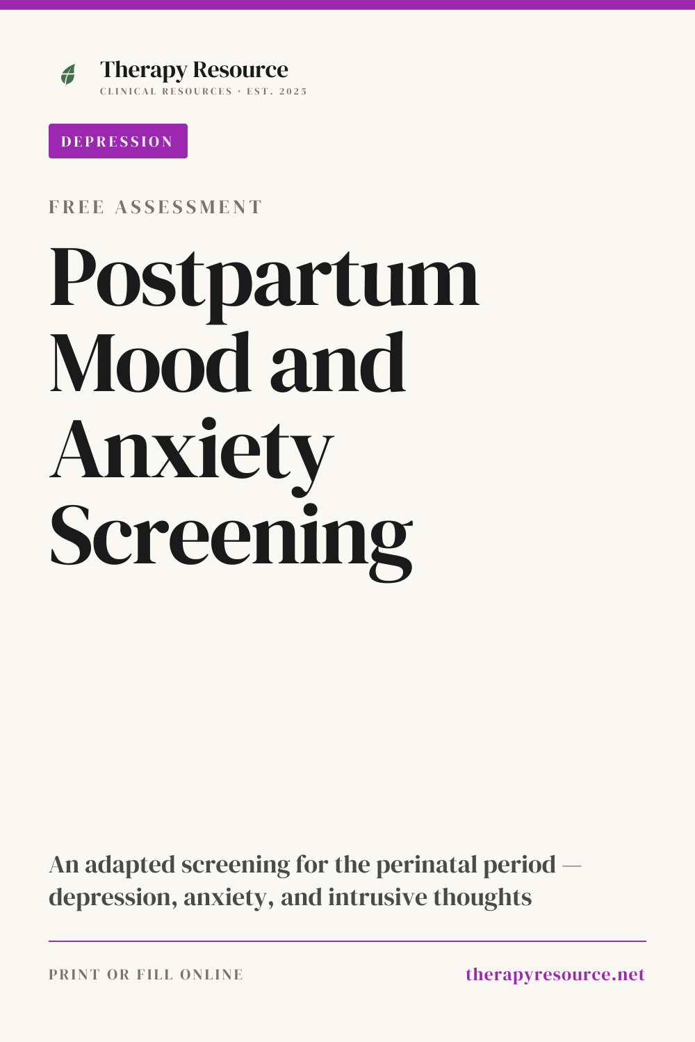 Postpartum Mood and Anxiety Screening worksheet preview
