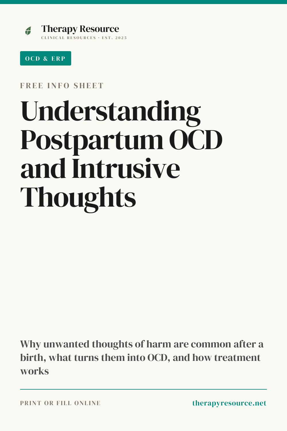 Understanding Postpartum OCD and Intrusive Thoughts worksheet preview