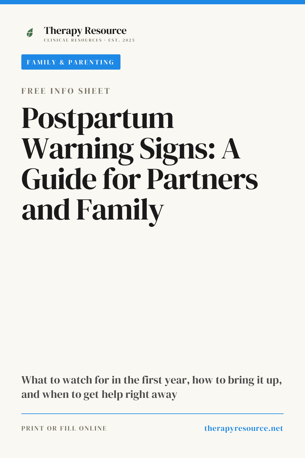 Postpartum Warning Signs: A Guide for Partners and Family worksheet preview