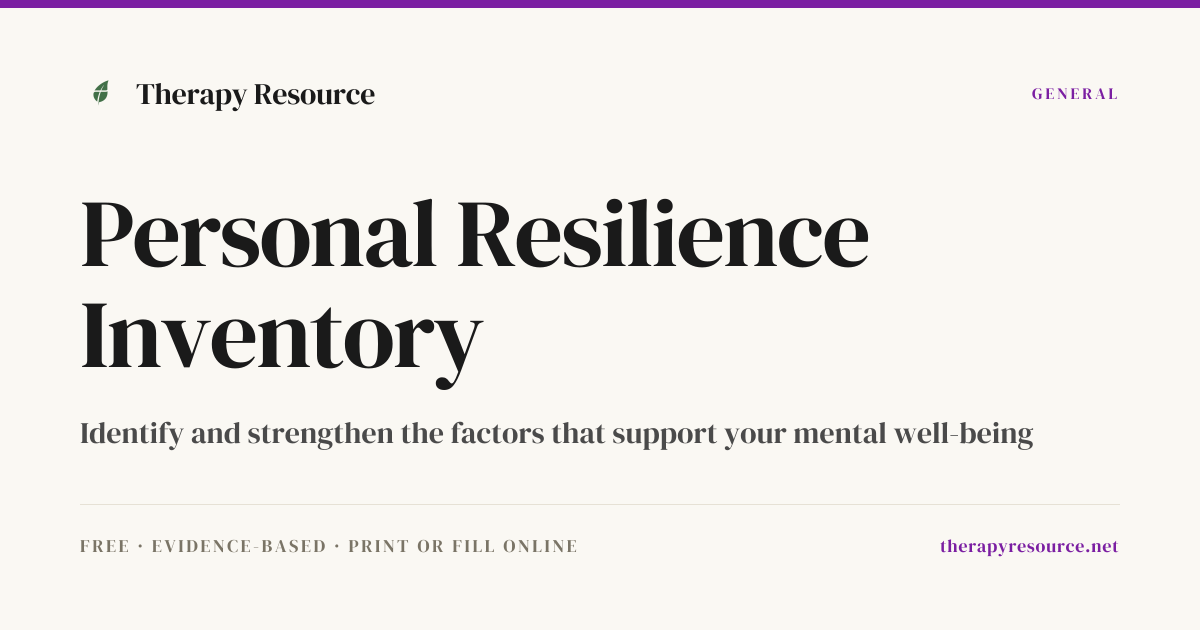 Personal Resilience Inventory — Free DBT Worksheet | Therapy Resource