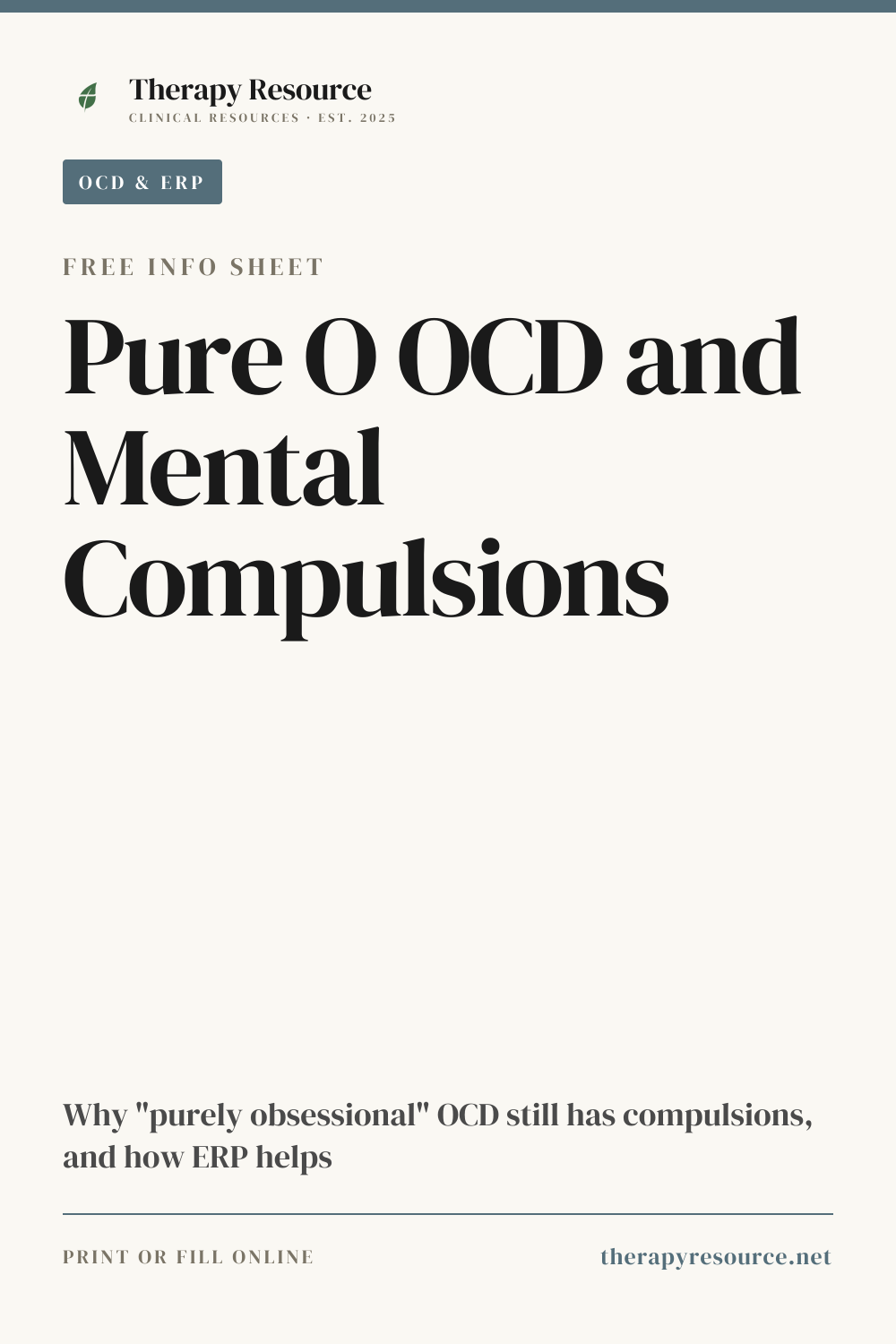 Pure O OCD and Mental Compulsions worksheet preview