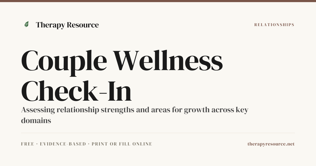 Couple Wellness Check-In — Free Relationships Worksheet | Therapy Resource