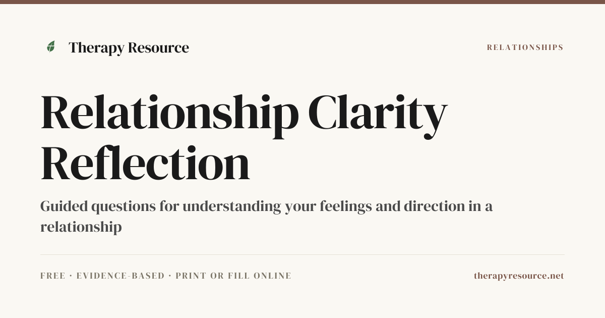 Relationship Clarity Reflection — Free Relationships Worksheet ...