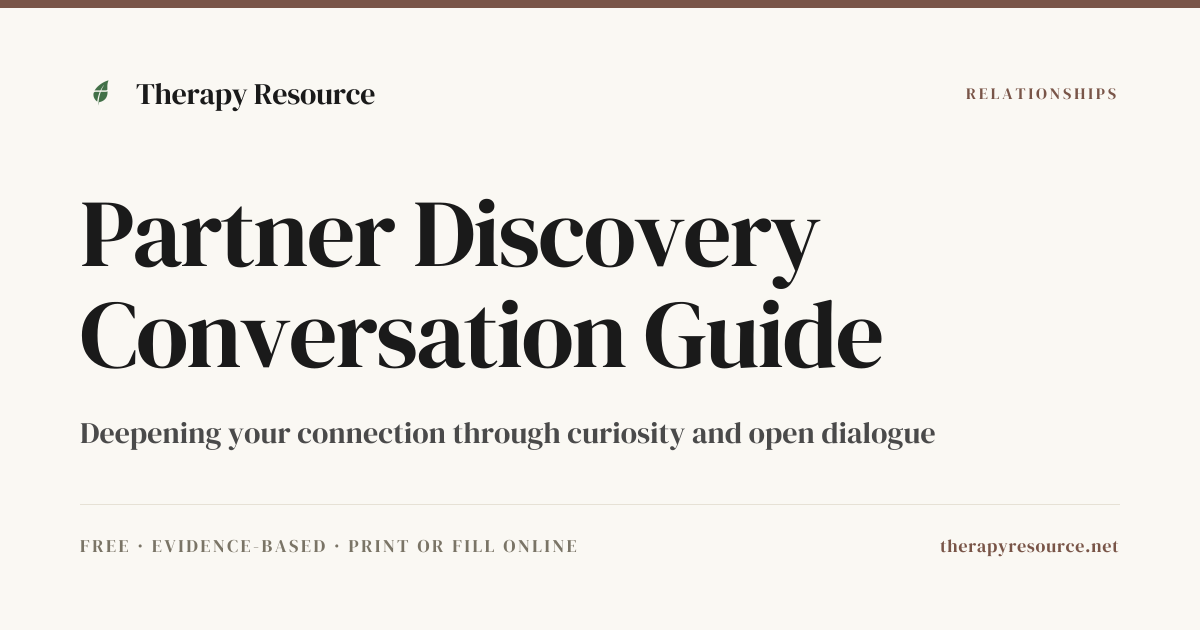 Partner Discovery Conversation Guide — Free Relationships Worksheet ...