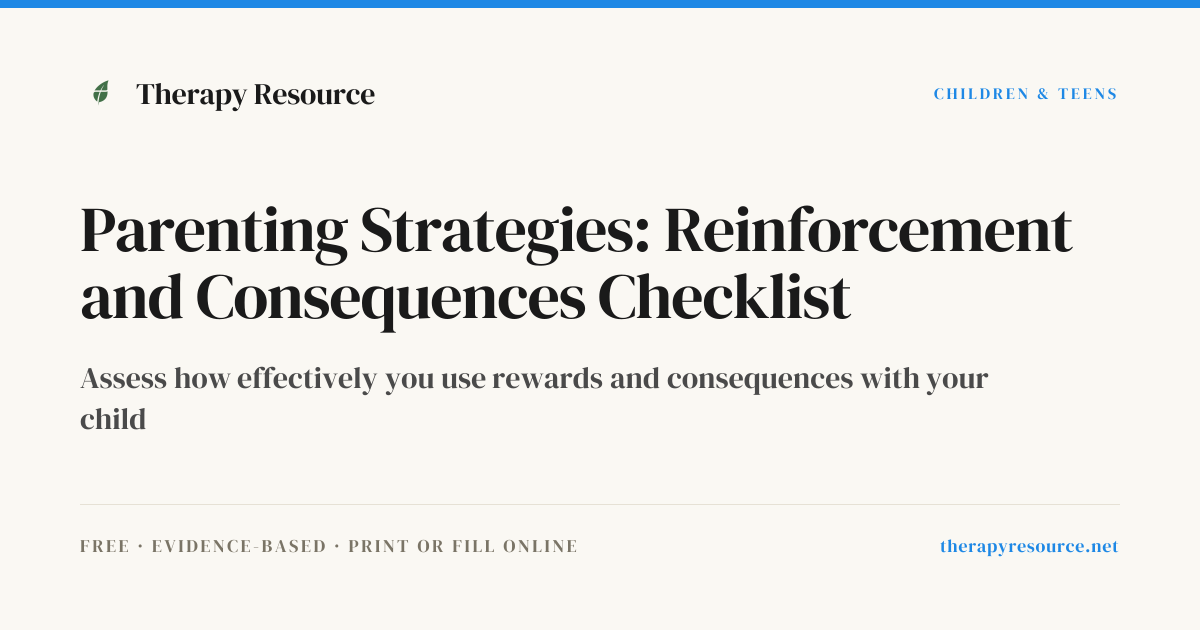 Parenting Strategies: Reinforcement and Consequences Checklist — Free ...