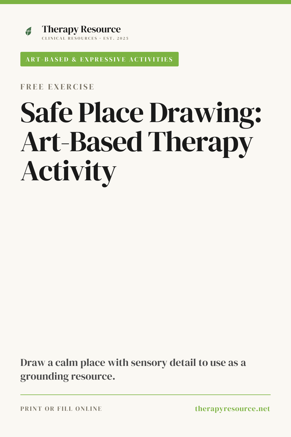Safe Place Drawing: Art-Based Therapy Activity worksheet preview