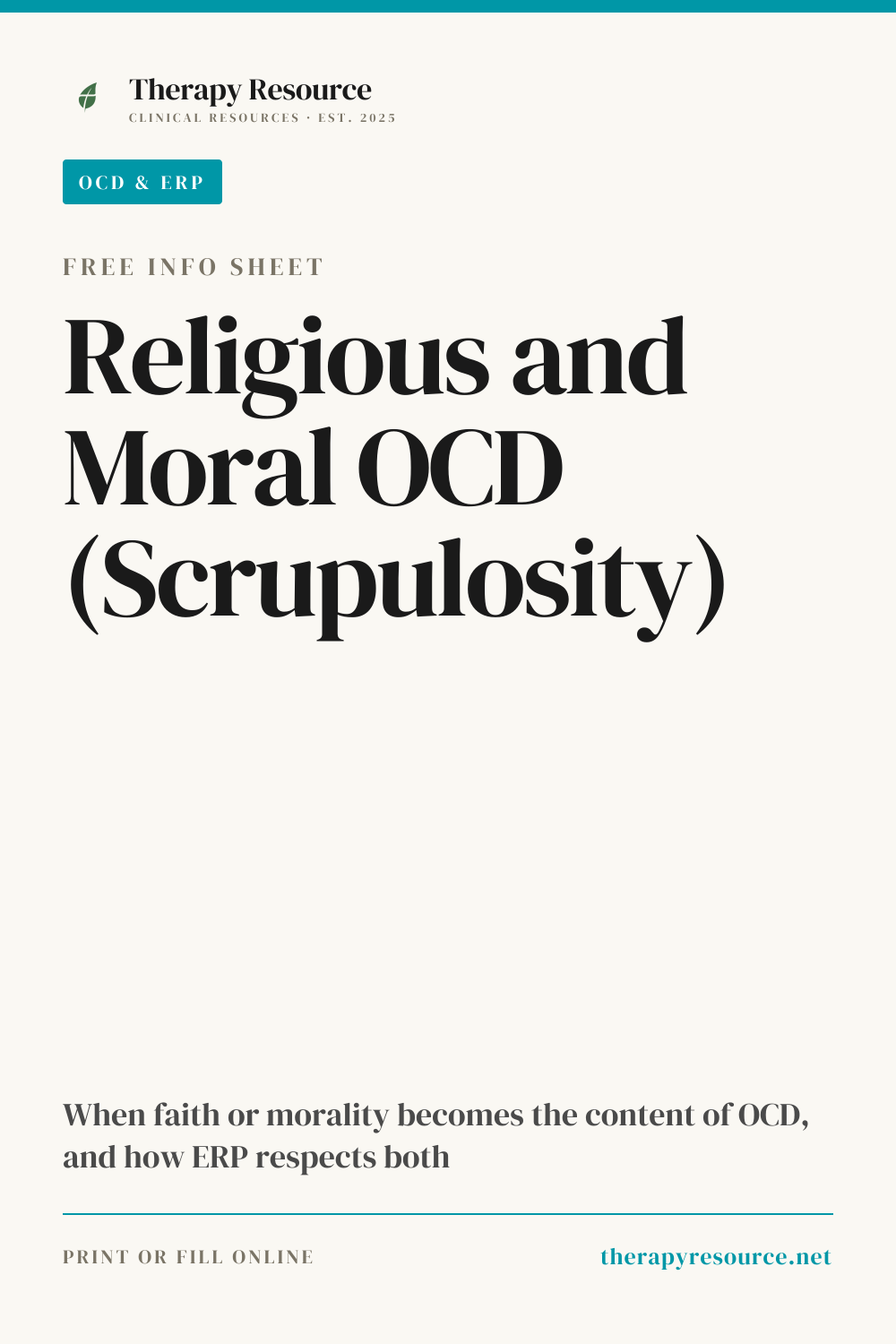 Religious and Moral OCD (Scrupulosity) worksheet preview