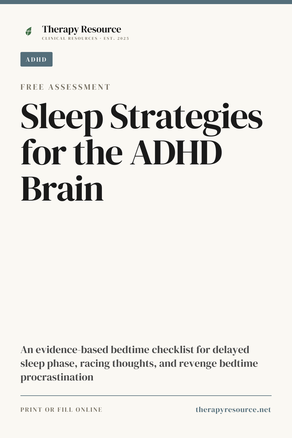 Sleep Strategies for the ADHD Brain worksheet preview