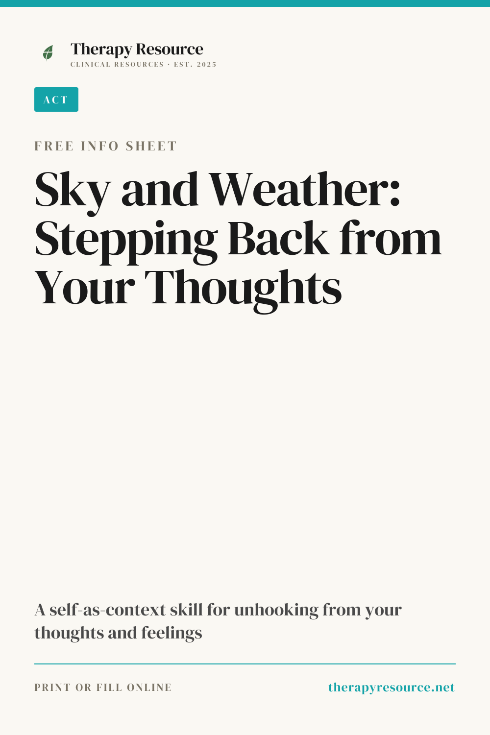 Sky and Weather: Stepping Back from Your Thoughts worksheet preview