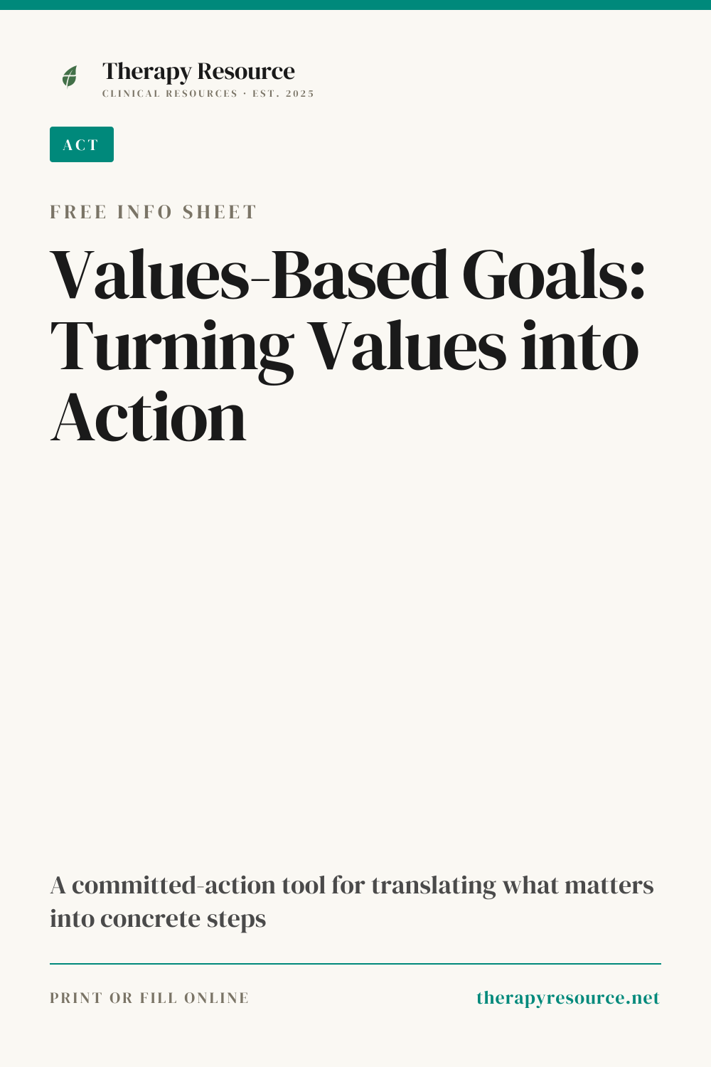 Values-Based Goals: Turning Values into Action worksheet preview