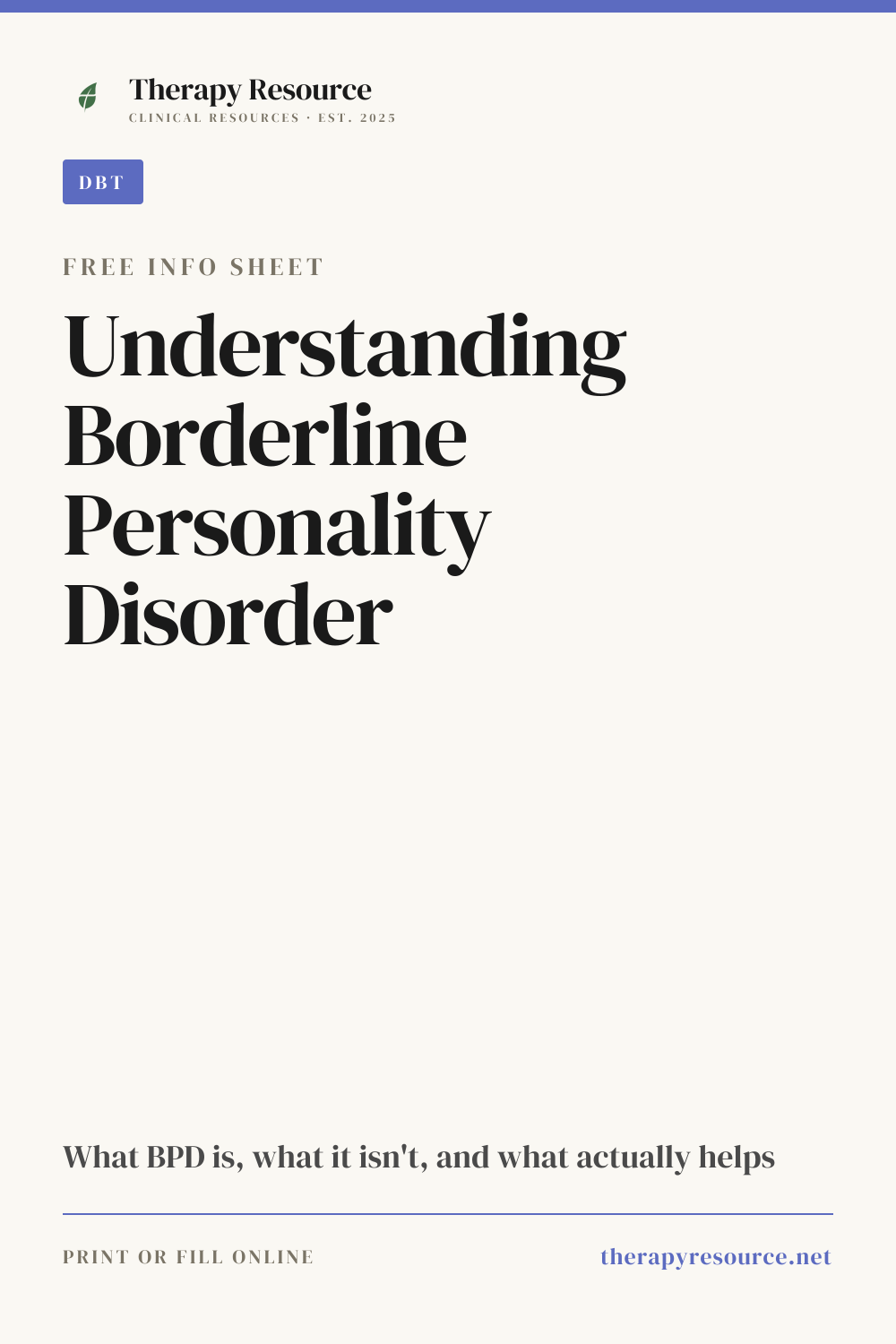 Understanding Borderline Personality Disorder worksheet preview