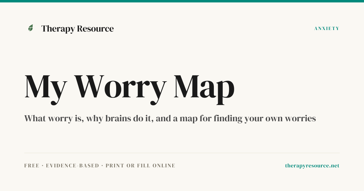 My Worry Map — Free Anxiety Worksheet | Therapy Resource