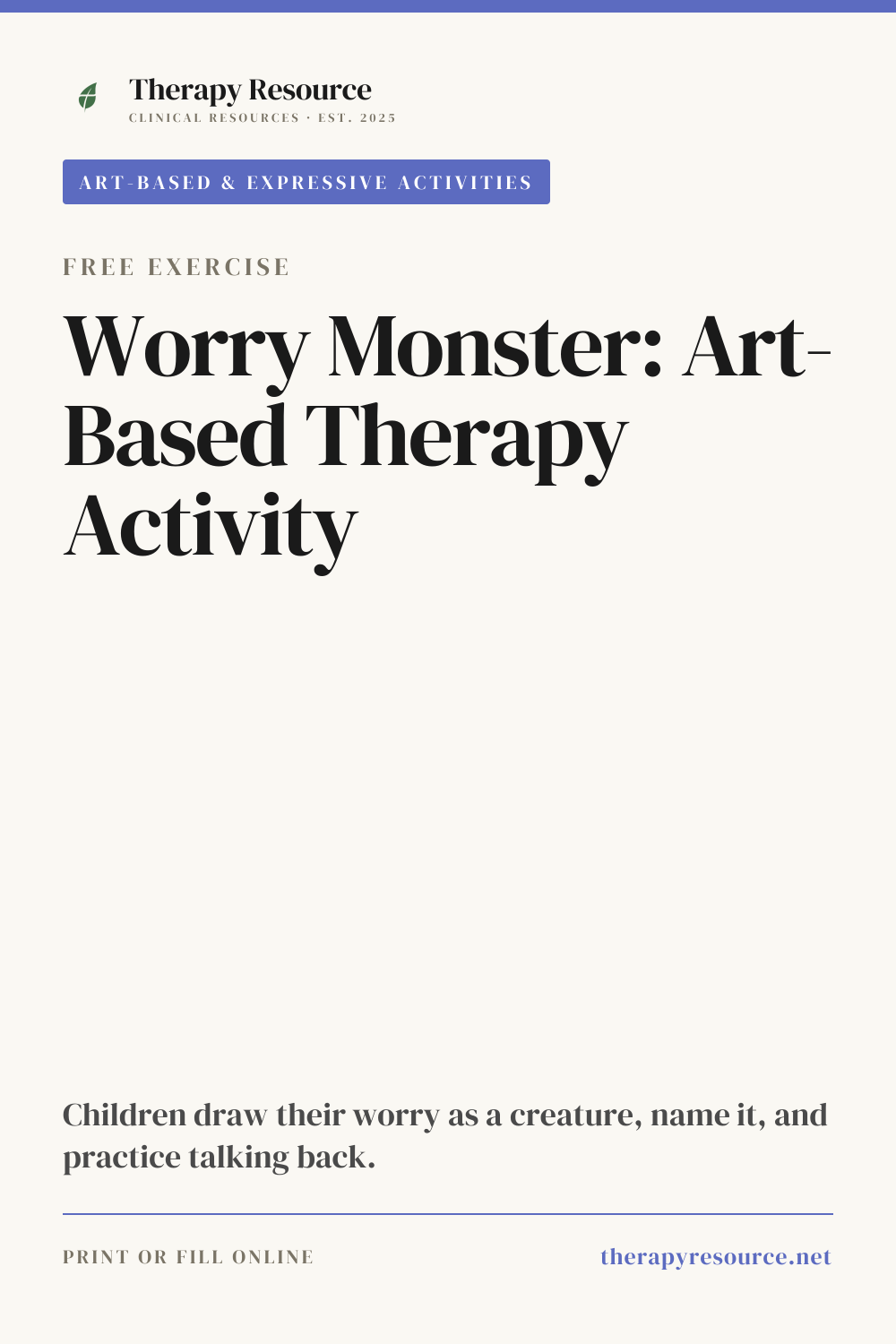 Worry Monster: Art-Based Therapy Activity worksheet preview